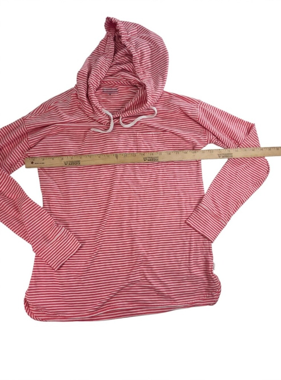 Vineyard Vines Shirt Womens M Edgartown Hoodie Red White Stripe Whale Pocket - Picture 7 of 7